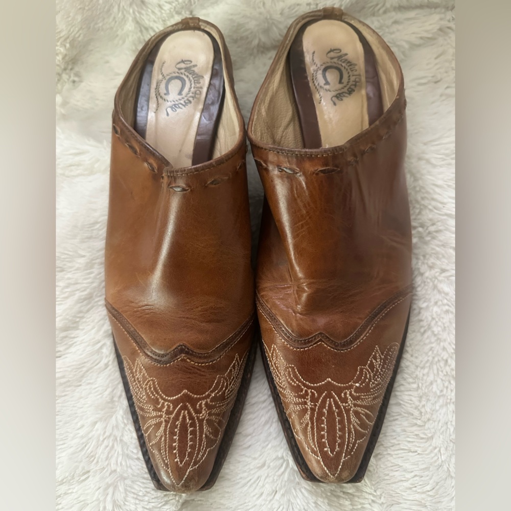 Charlie Horse Western Brown Leather Mules Size  7